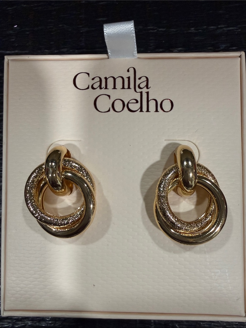 Camila Coelho Two-Tone Gold Interlocking Hoop Earrings